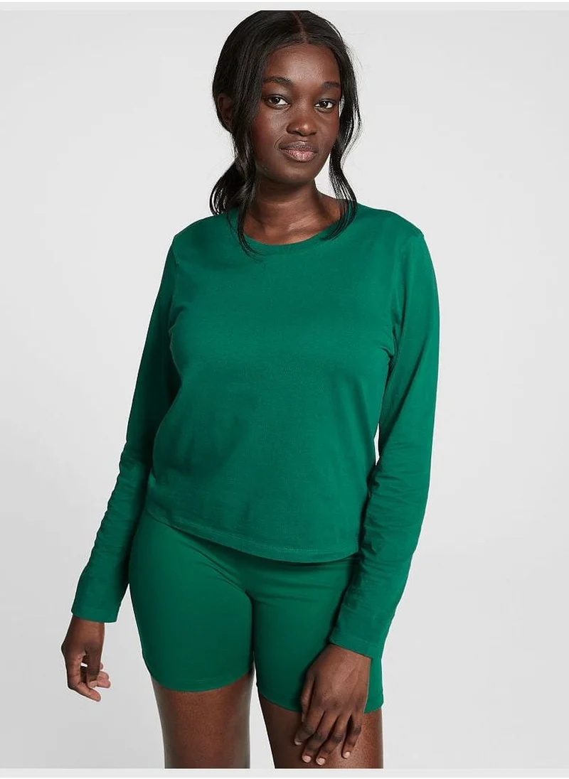PINK Cotton Long-Sleeve T-Shirt
