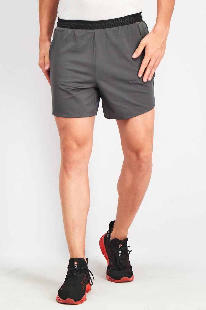Adidas Men Sportswear Fit 5 Inseam Zipped Pocket Training Shorts, Grey - Image 1