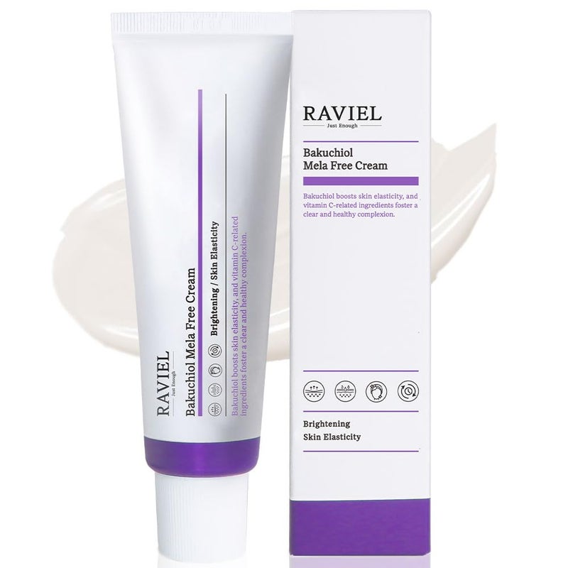 RAVIEL Dark Spot & Melasma Bakuchiol Mela-Free Cream â€“ Bakuchiol + Vitamin Complex for Bright, Even Skin | Deep Hydration for Dry, Sensitive Skin | Gentle Anti-Wrinkle Korean Moisturizer, 1.7 fl oz - Image 1