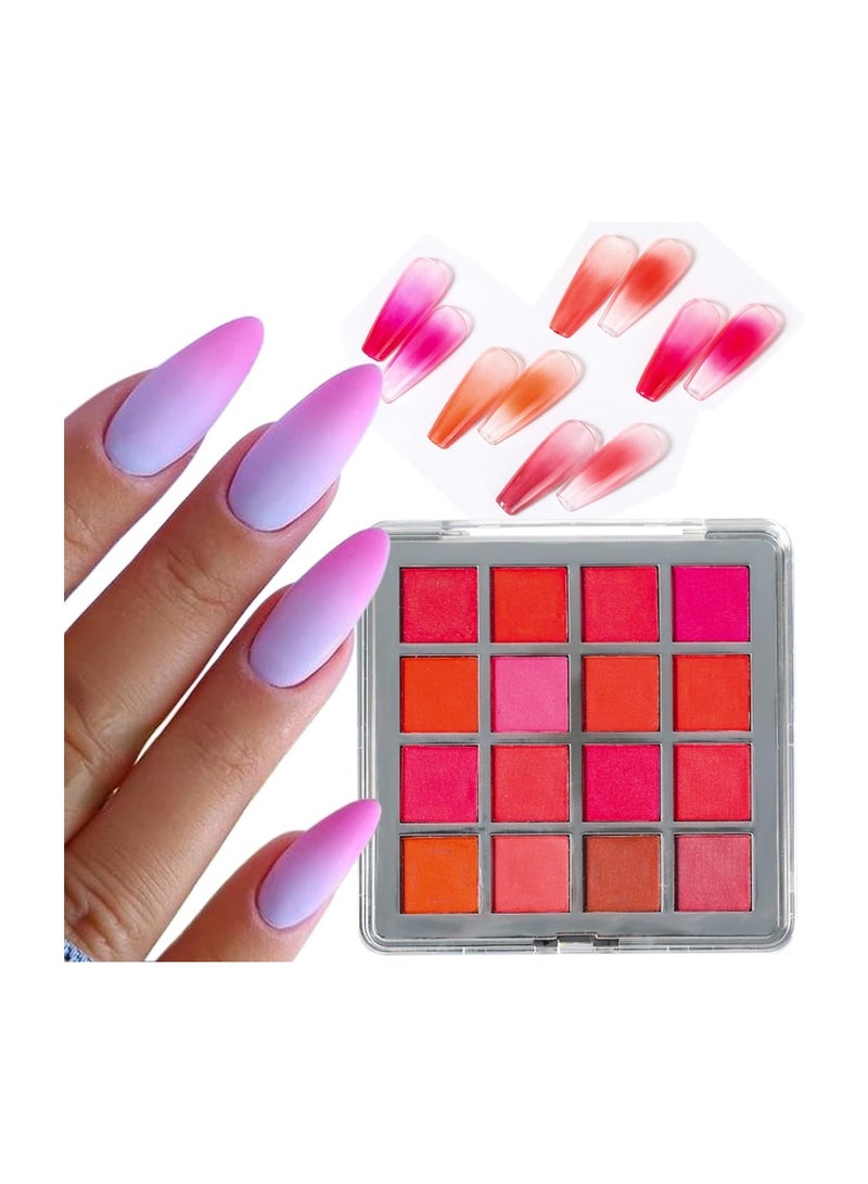 SYOSI Nail Pigment Powder Set, 16 Colors Gradient Nail Glitter Powder, Solid Nail Art Powder, Neon Fluorescent Pigment Kit, Pink Rubbing Dust, for Ombre Nail Design, Professional Manicure Accessories(1PCS) - Image 1