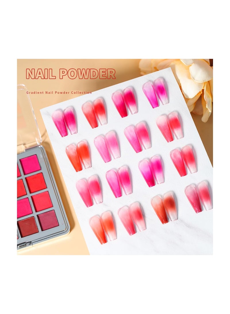 SYOSI Nail Pigment Powder Set, 16 Colors Gradient Nail Glitter Powder, Solid Nail Art Powder, Neon Fluorescent Pigment Kit, Pink Rubbing Dust, for Ombre Nail Design, Professional Manicure Accessories(1PCS) - Image 2