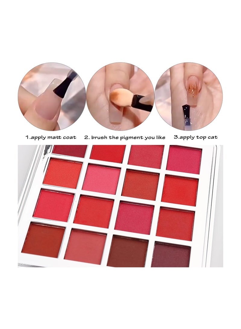 SYOSI Nail Pigment Powder Set, 16 Colors Gradient Nail Glitter Powder, Solid Nail Art Powder, Neon Fluorescent Pigment Kit, Pink Rubbing Dust, for Ombre Nail Design, Professional Manicure Accessories(1PCS) - Image 4