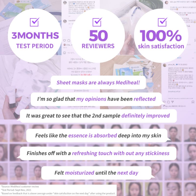 Mediheal Official Best No.1 Korean Sheet Mask - HPA Ampoule Face Mask 10 Sheets for Smoothing, and Instant Glow with LHA & PHA - Image 5