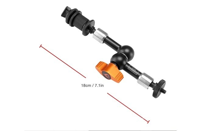 E-IMAGE EI-A49 7" Adjustable Friction Articulating Magic Arm | with Cold Shoe Mount & Standard 1/4"-20 Threaded Screw Adapter | for LCD Monitor/LED Lights/DSLR/Camera | Payload 3kg - Image 2