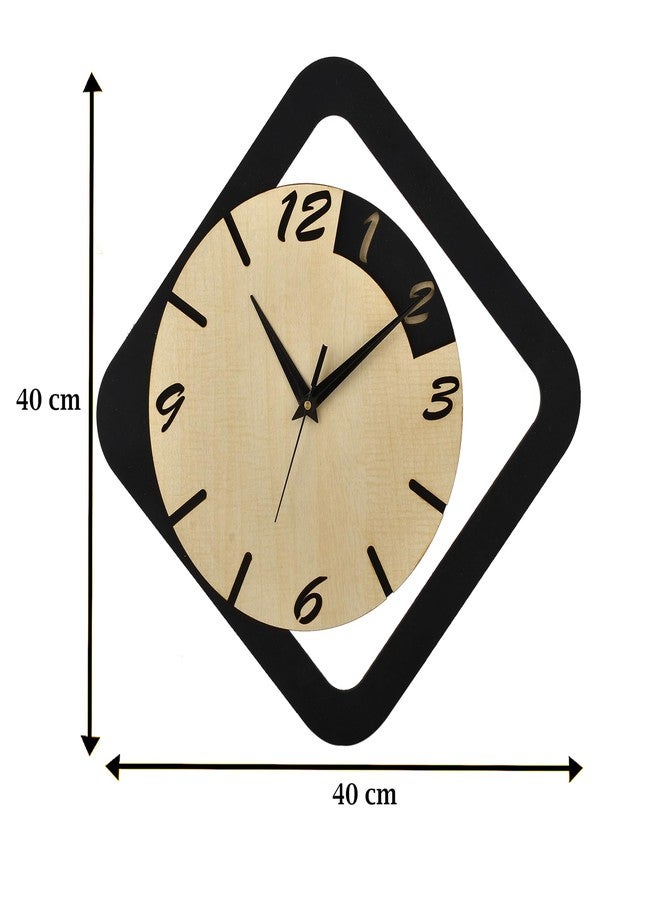 Ingo creation Clock for Home Living Room Bedroom Kitchen Wooden Analog Stylish Silent Non-Ticking Wall Clock 15 Inches Decorative Square Wall Clock - Image 3