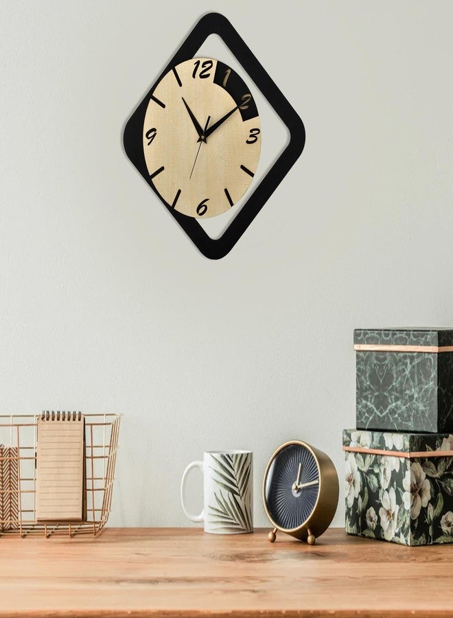 Ingo creation Clock for Home Living Room Bedroom Kitchen Wooden Analog Stylish Silent Non-Ticking Wall Clock 15 Inches Decorative Square Wall Clock - Image 4