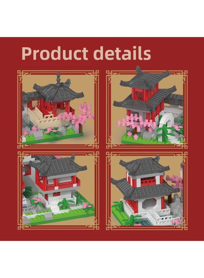 Children's Yiji Suzhou Garden Assembled Model Toys Chinese Style Building Blocks Boys Puzzle Girls Gift-Color:Suzhou Garden (665 Particles) W0614 - Image 5