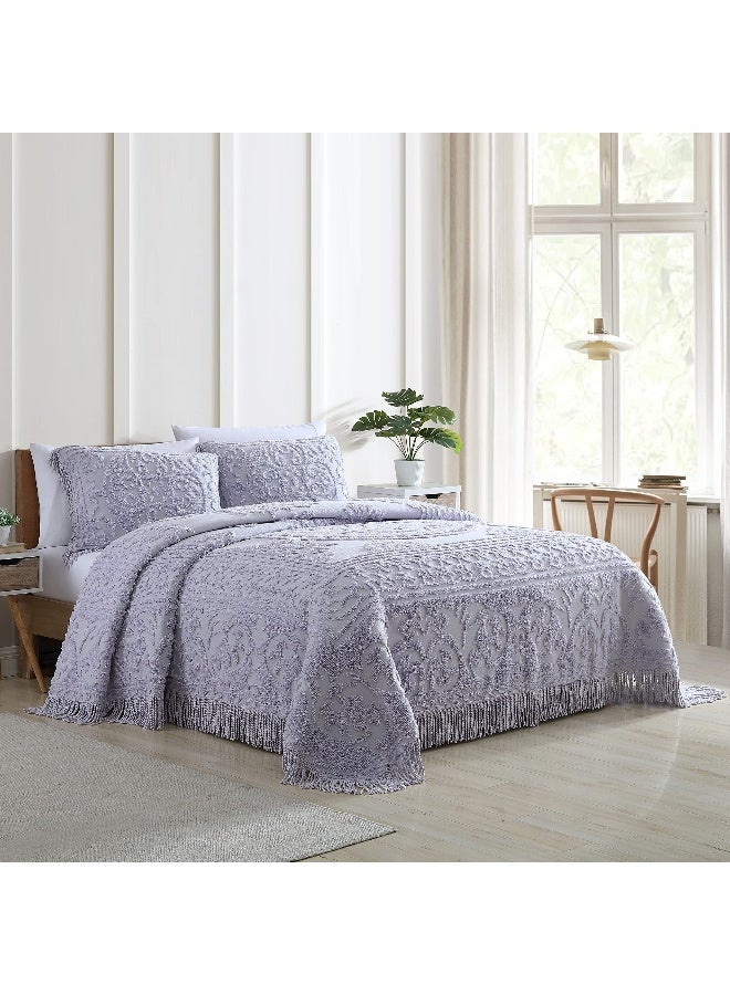 Beatrice Home Fashions Medallion Chenille Bedspread, Standard Sham, Lavender - Image 2