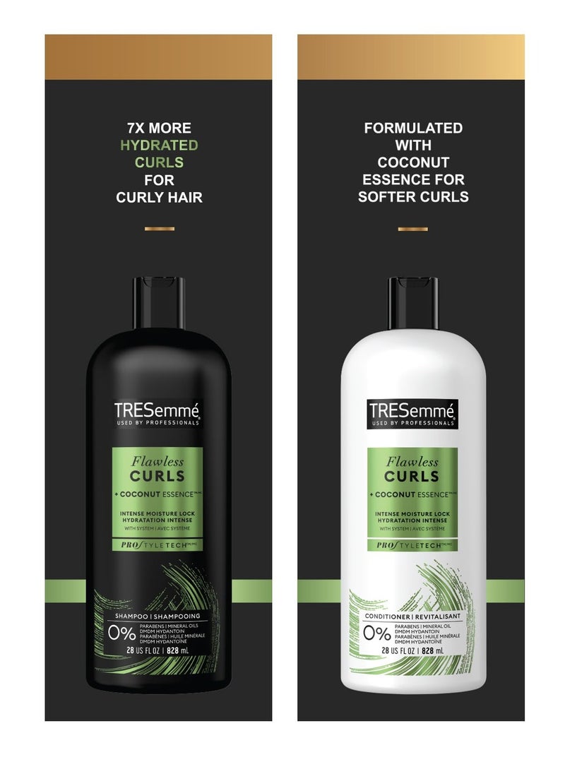 TRESemmé TRESemmé Flawless Curls Shampoo and Conditioner Set, Curly Hair Products with Coconut Oil Leaves Curls Defined, Sulfate Free, Frizz Free, 28 Fl Oz Eac  - Image 1