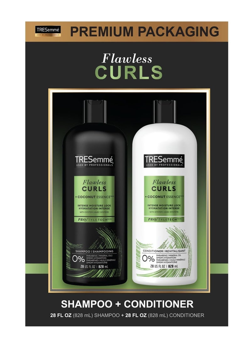 TRESemmé TRESemmé Flawless Curls Shampoo and Conditioner Set, Curly Hair Products with Coconut Oil Leaves Curls Defined, Sulfate Free, Frizz Free, 28 Fl Oz Eac  - Image 3