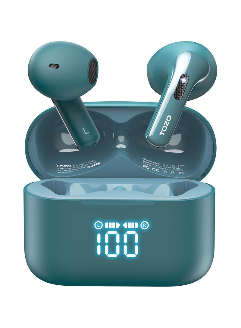 TOZO T20 Wireless Earbuds Bluetooth Headphones 48.5 Hrs Playtime with LED Digital Display, IPX8 Waterproof, Dual Mic Call Noise Cancelling 10mm Broad Range Speakers with Wireless Charging Case Blue - Image 1