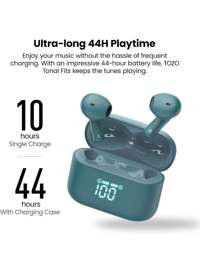 TOZO T20 Wireless Earbuds Bluetooth Headphones 48.5 Hrs Playtime with LED Digital Display, IPX8 Waterproof, Dual Mic Call Noise Cancelling 10mm Broad Range Speakers with Wireless Charging Case Blue - Image 4