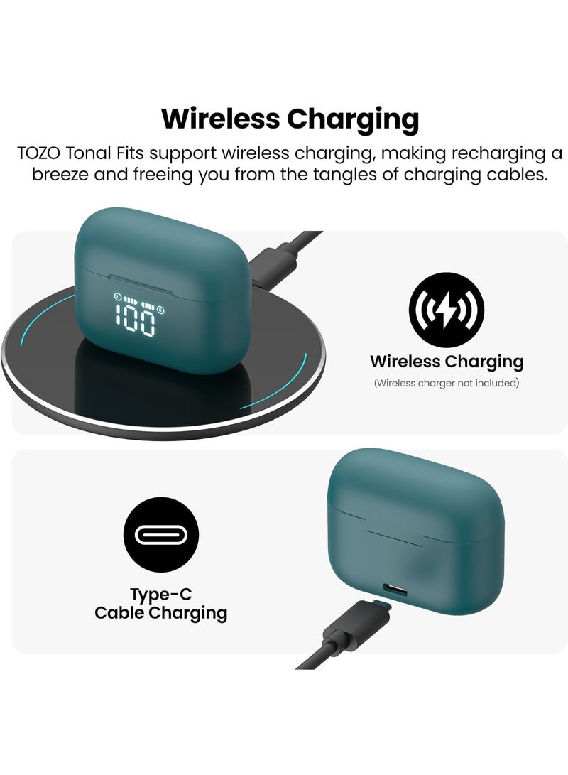 TOZO T20 Wireless Earbuds Bluetooth Headphones 48.5 Hrs Playtime with LED Digital Display, IPX8 Waterproof, Dual Mic Call Noise Cancelling 10mm Broad Range Speakers with Wireless Charging Case Blue - Image 2