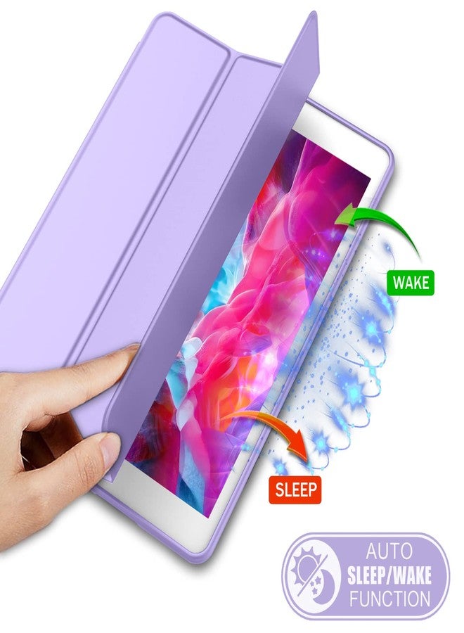 iMieet جراب iMieet لجهاز iPad 9.7 (موديل 2018/2017، الجيل السادس/الخامس)، غطاء ذكي مع حامل قلم، ظهر من السيليكون الناعم كجلد الأطفال، حماية كاملة للجهاز، غطاء تشغيل/إيقاف تلقائي (لون بنفسجي فاتح) - Image 4