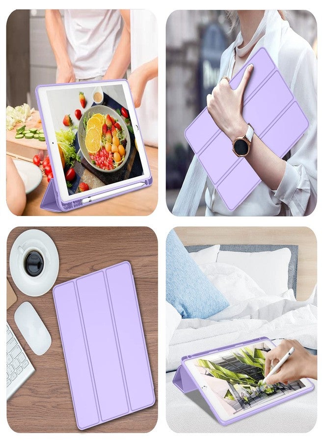 iMieet جراب iMieet لجهاز iPad 9.7 (موديل 2018/2017، الجيل السادس/الخامس)، غطاء ذكي مع حامل قلم، ظهر من السيليكون الناعم كجلد الأطفال، حماية كاملة للجهاز، غطاء تشغيل/إيقاف تلقائي (لون بنفسجي فاتح) - Image 5