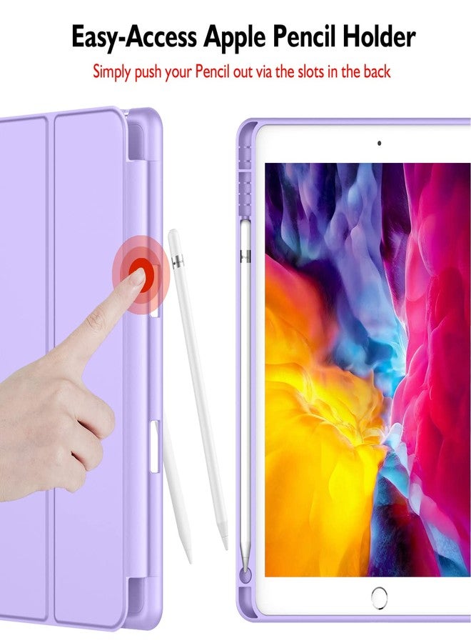iMieet جراب iMieet لجهاز iPad 9.7 (موديل 2018/2017، الجيل السادس/الخامس)، غطاء ذكي مع حامل قلم، ظهر من السيليكون الناعم كجلد الأطفال، حماية كاملة للجهاز، غطاء تشغيل/إيقاف تلقائي (لون بنفسجي فاتح) - Image 2