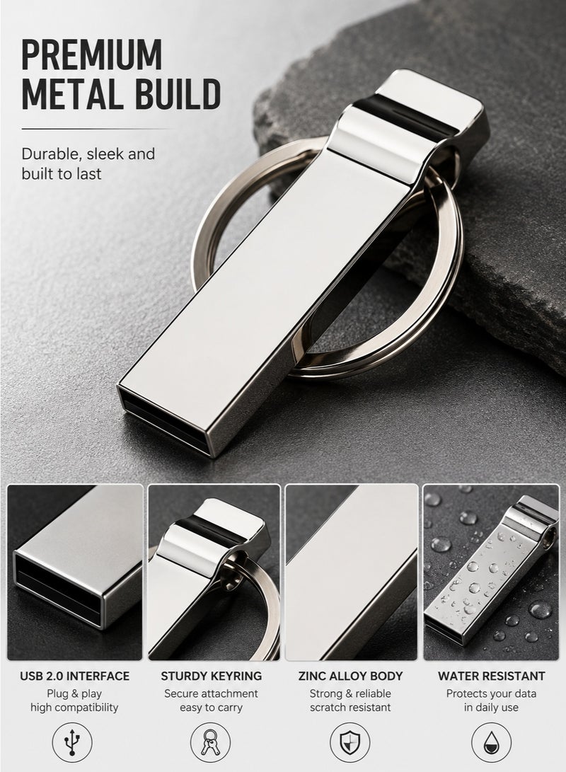 محرك أقراص فلاش USB 2.0 معدني على شكل سلسلة مفاتيح، ذاكرة متنقلة مقاومة للماء لتخزين البيانات - Image 4