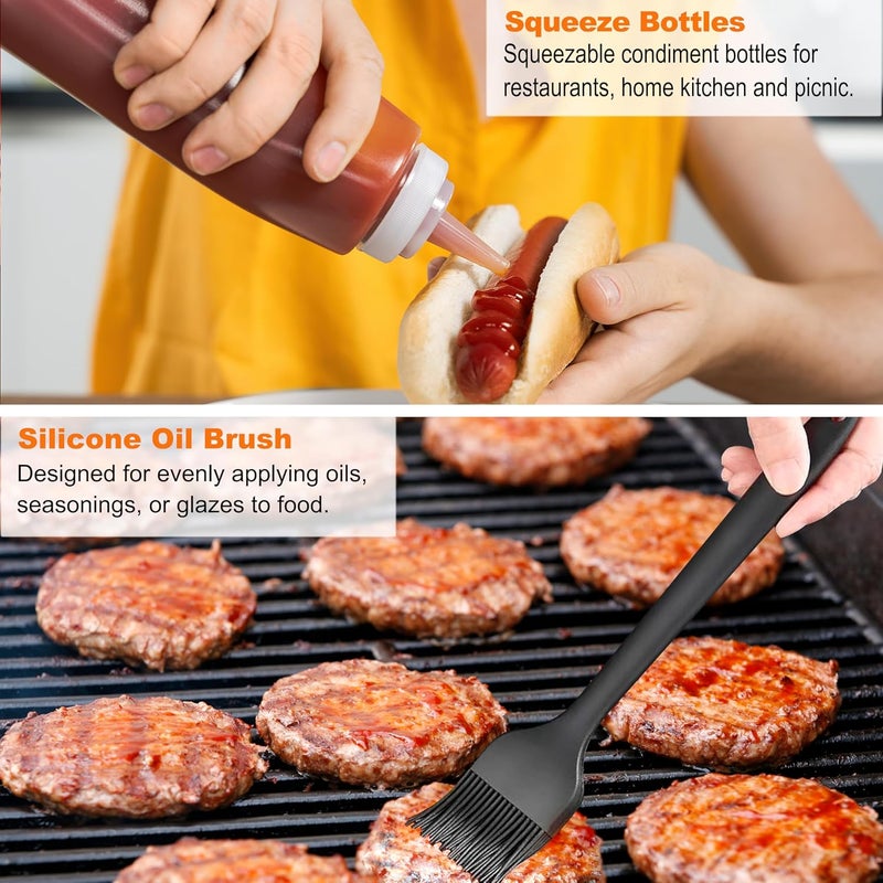 grilljoy طقم ملحقات الشواية الاحترافية مع مكبس البرجر - ملعقة شواية سميكة إضافية، مقلّب، مقلب - 38 قطعة أدوات شواية مسطحة للشواء في الهواء الطلق، تبيانيكي، التخييم والطهي - Image 5