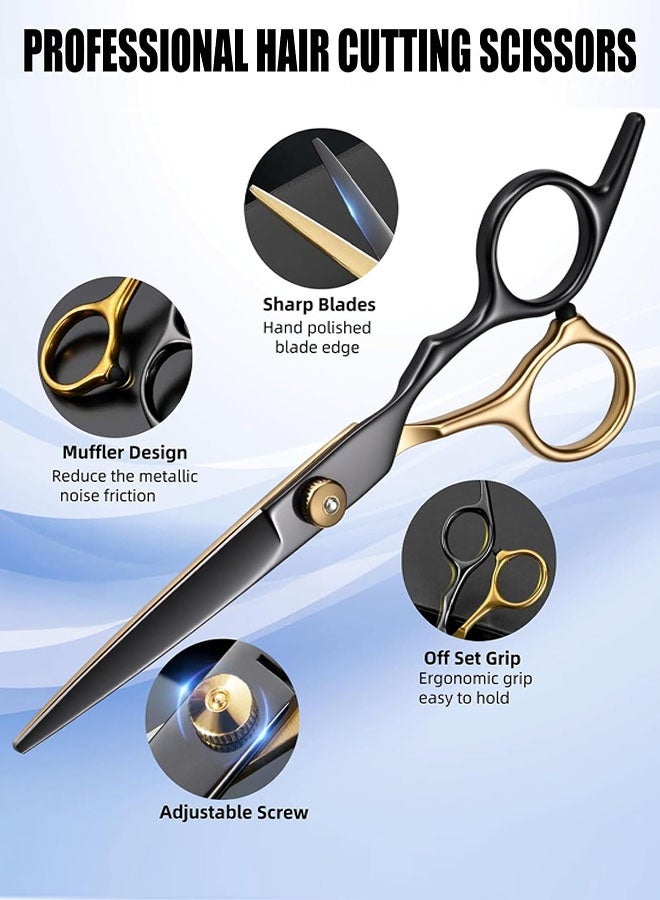 12 قطعة من أدوات قص الشعر، مجموعة أدوات قص الشعر الاحترافية مع مقصات قص، مجموعة مقصات قص الشعر مقاس 6.5 بوصة للرجال/النساء/الأطفال/صالونات التجميل والمنازل - Image 3