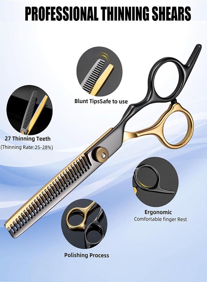 12 قطعة من أدوات قص الشعر، مجموعة أدوات قص الشعر الاحترافية مع مقصات قص، مجموعة مقصات قص الشعر مقاس 6.5 بوصة للرجال/النساء/الأطفال/صالونات التجميل والمنازل - Image 4