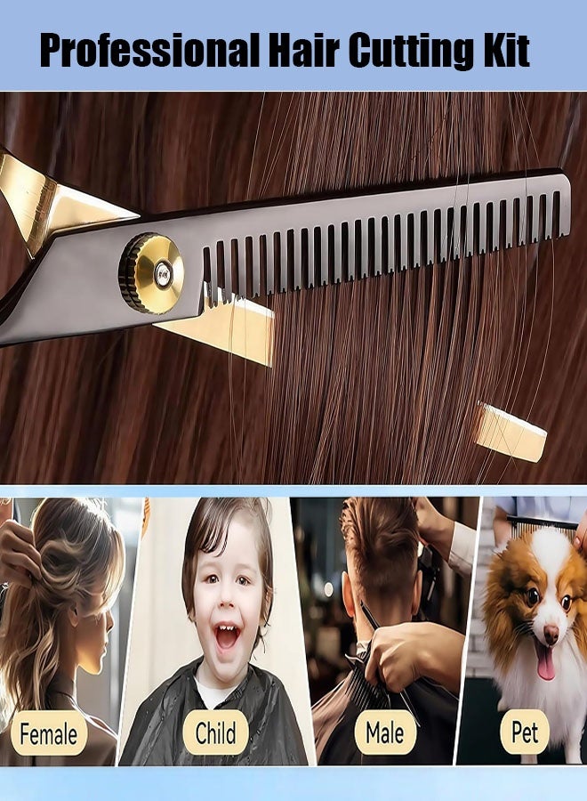 12 قطعة من أدوات قص الشعر، مجموعة أدوات قص الشعر الاحترافية مع مقصات قص، مجموعة مقصات قص الشعر مقاس 6.5 بوصة للرجال/النساء/الأطفال/صالونات التجميل والمنازل - Image 5