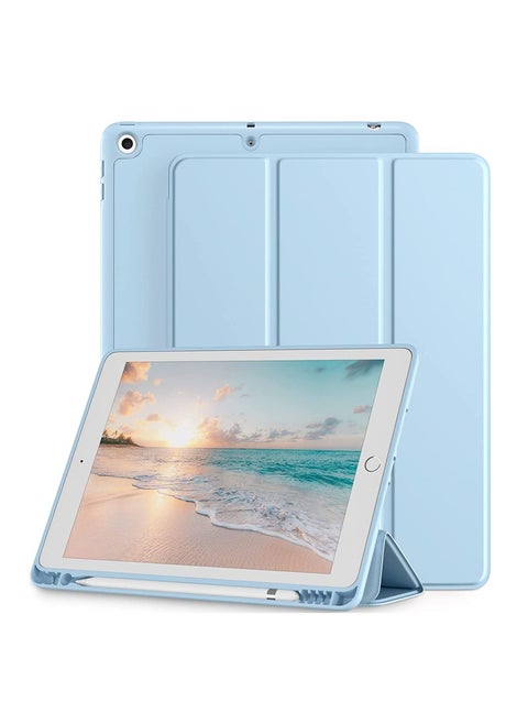 iPad 9th/8th/7th Generation Leather Case iPad 10.2 Inch Case with Pencil Holder TPU Smart Stand Back Case Cover for iPad Case 2021/2020/2019 Auto Wake/Sleep Blue