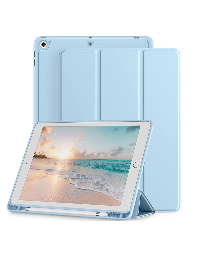 iPad 9th/8th/7th Generation Leather Case iPad 10.2 Inch Case with Pencil Holder TPU Smart Stand Back Case Cover for iPad Case 2021/2020/2019 Auto Wake/Sleep Blue