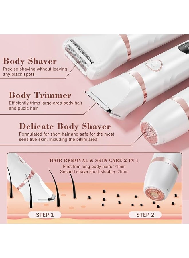 MAXGROOM Bikini Trimmer for Women, 3-in-1 Painless Electric Razor for Pubic Hair, Waterproof Cordless Lady Shaver with LED Light, Travel Pouch & Easy Cleaning - Image 3