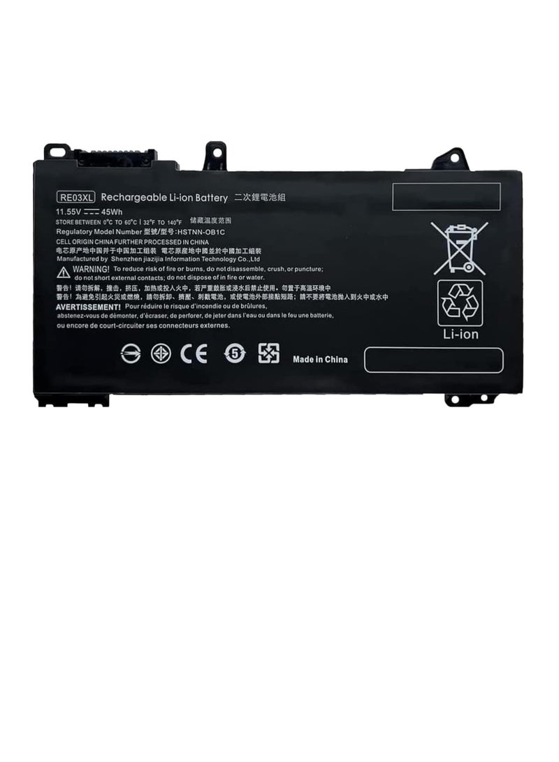 Replacement Battery RE03XL for/HP' ProBook 450 G6 450 G7 440 G6 430 445 455R G6 430 440 445 G7 Series HSTNN-OB1C HSTNN-UB7R  - Image 1