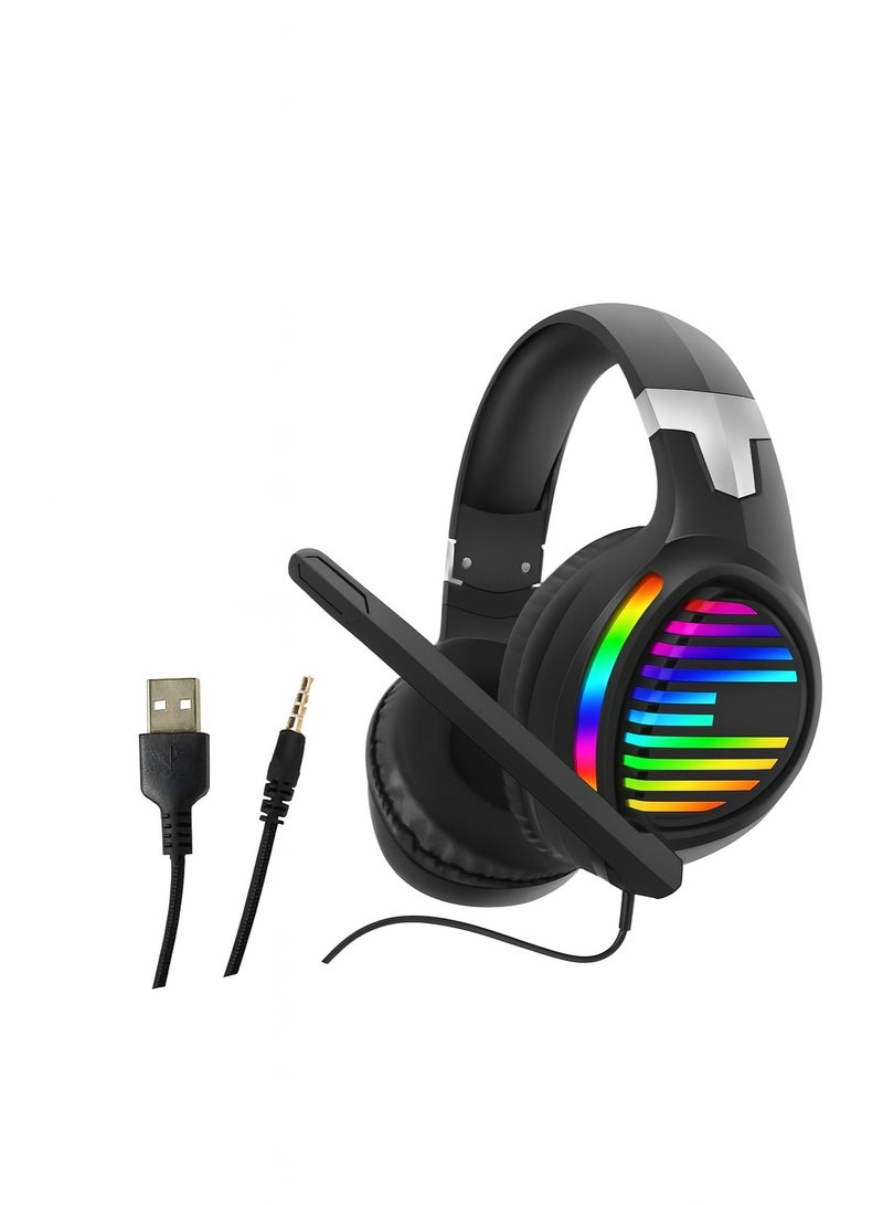 Headsets G3 Wired Gaming Headset with RGB LED Lights and Flexible Microphone, 4D Stereo Music Headphones for PC, PS4, PS5, and Switch - Image 1