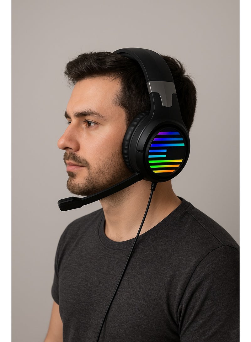 Headsets G3 Wired Gaming Headset with RGB LED Lights and Flexible Microphone, 4D Stereo Music Headphones for PC, PS4, PS5, and Switch - Image 2