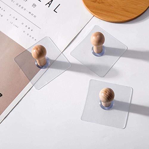 Gopendra Adhesive Wooden Wall Hook Hanger | Hanging for Hats, Caps, Jackets, Coat, Bathrobe, Bath Towel, Keys and Kitchen Utensils (8pcs) - Image 3