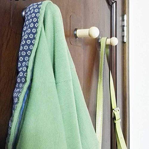 Gopendra Adhesive Wooden Wall Hook Hanger | Hanging for Hats, Caps, Jackets, Coat, Bathrobe, Bath Towel, Keys and Kitchen Utensils (8pcs) - Image 4