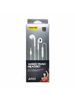 Generic Pinsheng Semi-in-ear Headset Wired For Huawei Apple Android 3.5mm Cable With Microphone Round Hole Noise Reduction Game-Color:AP01 (offline Version) White  - Image 1