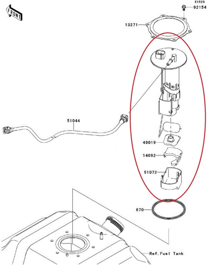 AA A.A Fuel Pump Assembly for Kawasaki Mule Pro FX FXT Teryx 800 Teryx4 (2014-2020) - Image 2