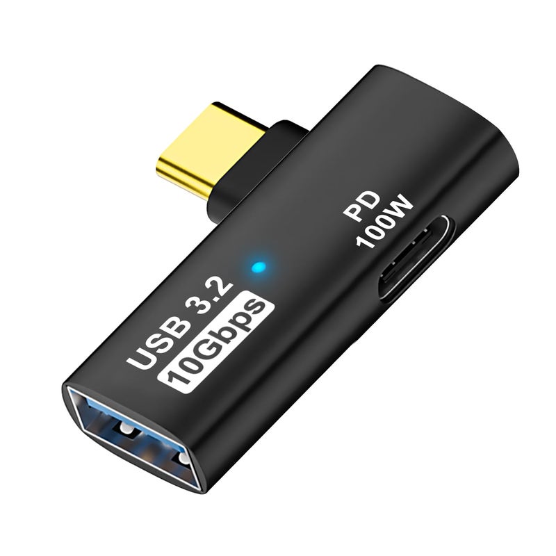 AreMe 2-in-1 USB C to USB 3.2 Adapter with 100W Charging Port, Thunderbolt 4/3 OTG Converter for Rog Ally, Steam Deck, Quest 2, iPhone 15 Series, iPad, MacBook, Not Support Video - Black - Image 1