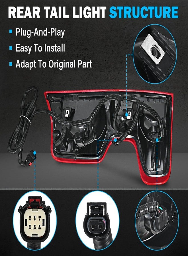مجموعة مصابيح خلفية BeamTrack متوافقة مع سيارات شيفروليه سيلفرادو 1500 و2500HD و3500HD موديلات 2019-2023، مصابيح خلفية هالوجينية للفرامل مع لمبة وسلك توصيل، طراز غير LED، جهة السائق اليسرى - Image 5