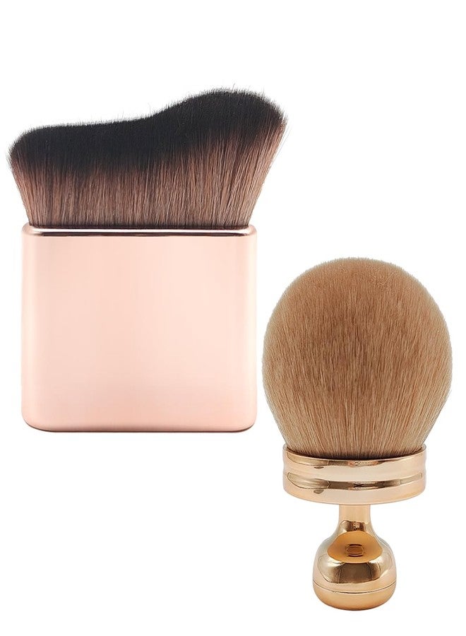 YuCool 2Pcs Extra Large Body Makeup Brush,YuCool Kabuki Brush for Self Tanner,Rose Gold Self Tanning Blend Brush for Face Body - Image 1
