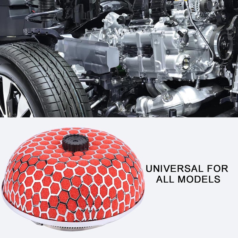 klarako High Flow Car Air Filter, Universal High Flow Foam Mushroom Design Air Intake Filter, Intake Air Intake Filter Cleaner(Red) - Image 4