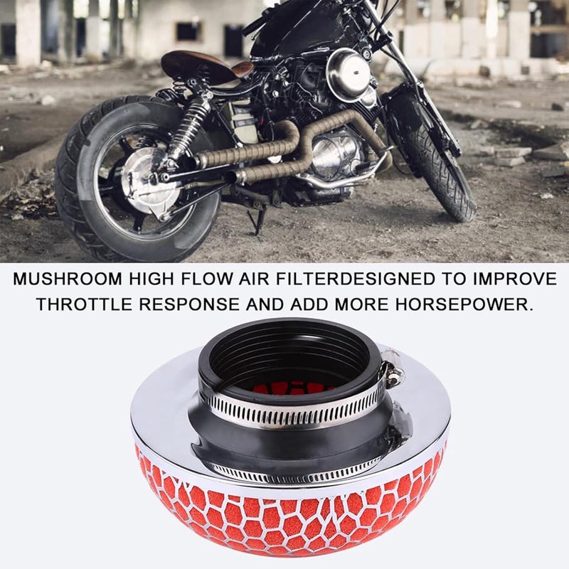 klarako High Flow Car Air Filter, Universal High Flow Foam Mushroom Design Air Intake Filter, Intake Air Intake Filter Cleaner(Red) - Image 5