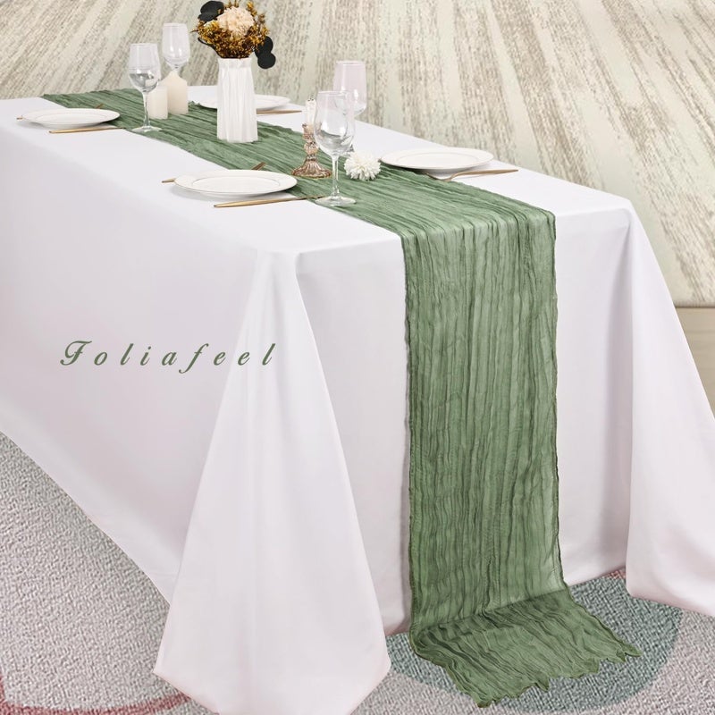 Rustic Cheesecloth Table Runner 35 X 72 Inch Soft Polyester Material - Elegant Bohemian Design Romantic Table Runner for Wedding Party Farmhouse Dining Events - Image 4