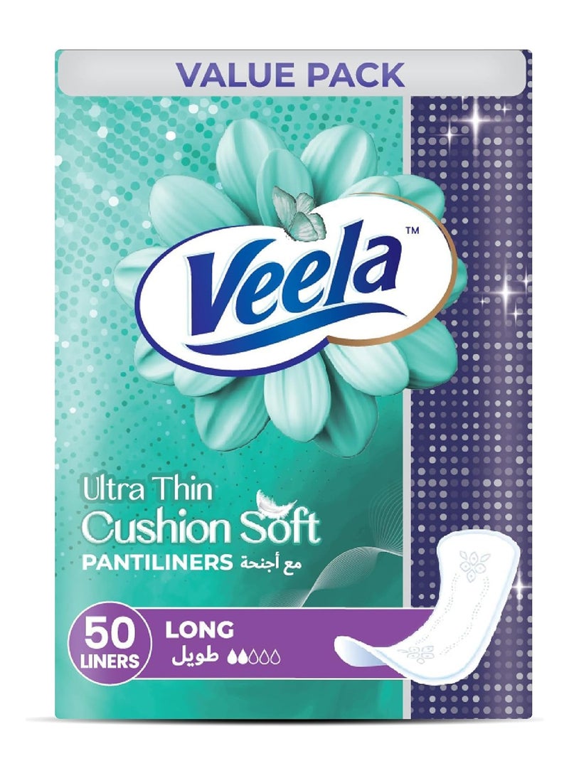 Veela Ultra Thin Pantiliners – Ultra-Light, Breathable, Leak-Proof Daily Feminine Hygiene Protection for Discreet Comfort and Freshness (Long, 50, count) - Image 1