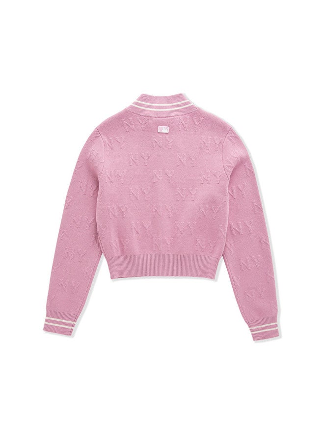 MLB Women'S Fashion Short Knitted Cardigan With 3D Subtle Pattern Monogram 25 Autumn Kcm01 - Image 3