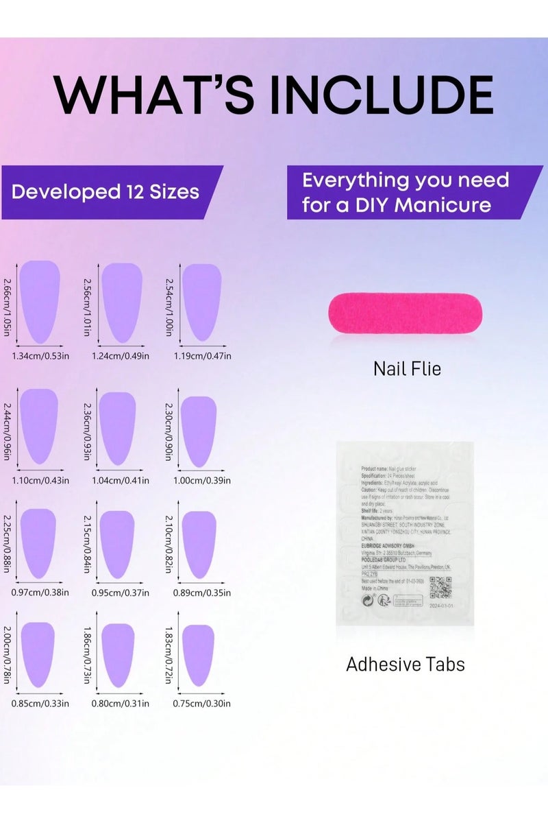 اظافر تركيب بلمسه فرنسيه باللون الاسود 24 ظفر مع صمغ و مبرد - Image 4