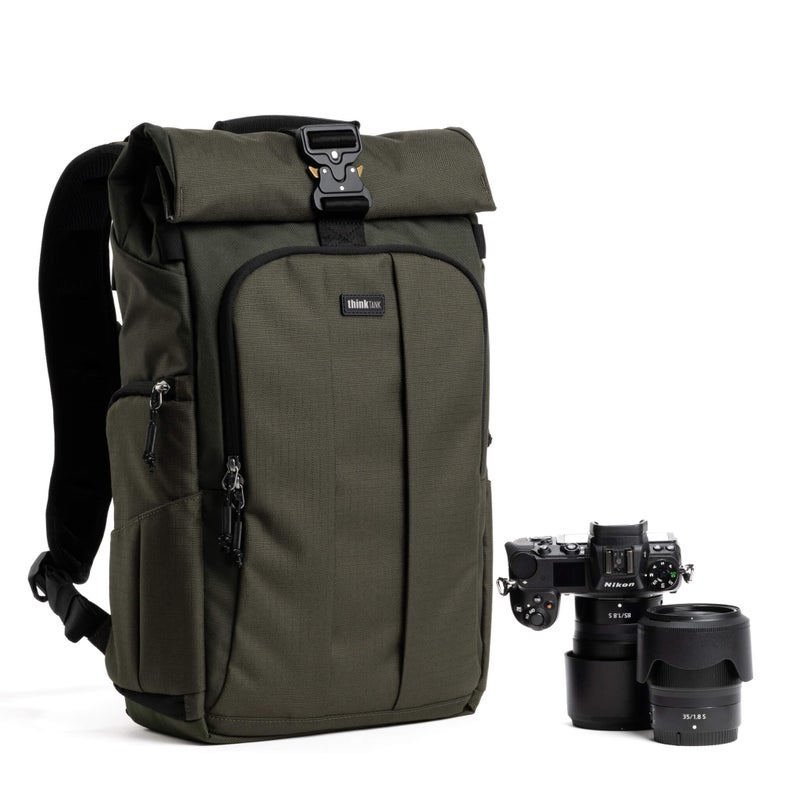 Think Tank FocusPoint 22L RollTop Camera Backpack Greenway Expandable Travel Camera Backpack with Laptop Sleeve Quick Side and Back Access Rain Cover Versatile Photography Travel Bag - Image 2