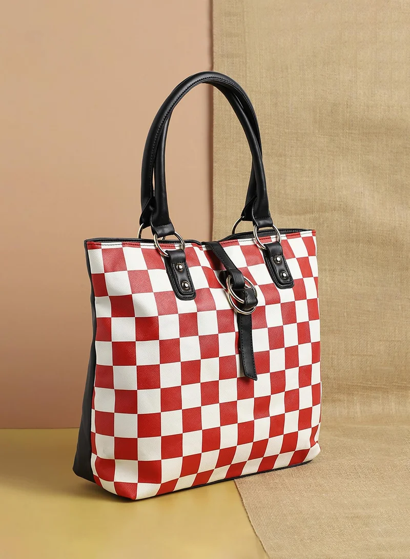Checkered Double Handle Tote