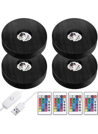 4 Pieces Wood LED Display Light Base Crystal Display Base Stand Round 16 Lighting Modes Wooden Lighted Round Holder Colorful Pedestal for Crystal Glass Resin Ball Black - pzsku/ZBEEC63E2D6A8F005D275Z/45/1747233916/3b16d99d-218b-4e06-b7f1-8ee3567601ca