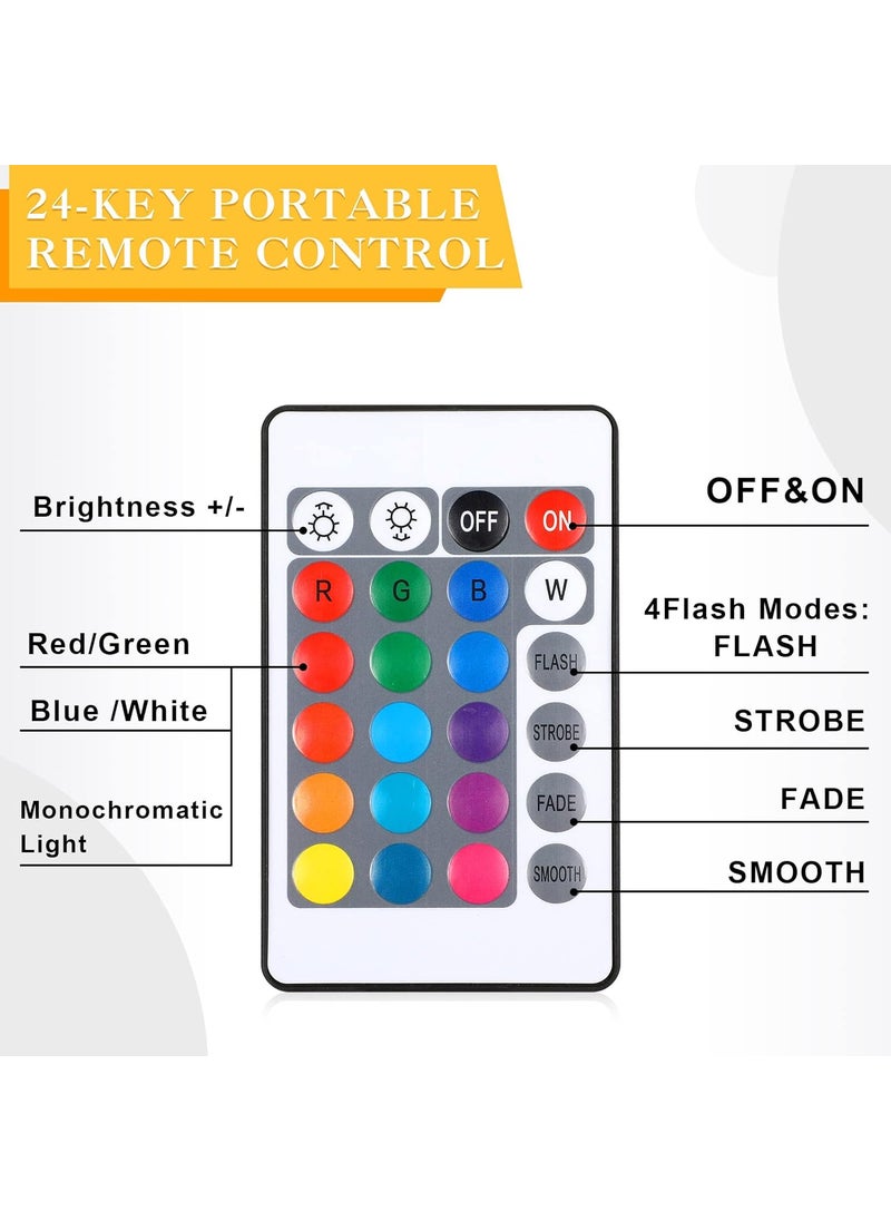 Riakrum 4 Pieces Wood LED Display Light Base Crystal Display Base Stand Round 16 Lighting Modes Wooden Lighted Round Holder Colorful Pedestal for Crystal Glass Resin Ball Black  - Image 5