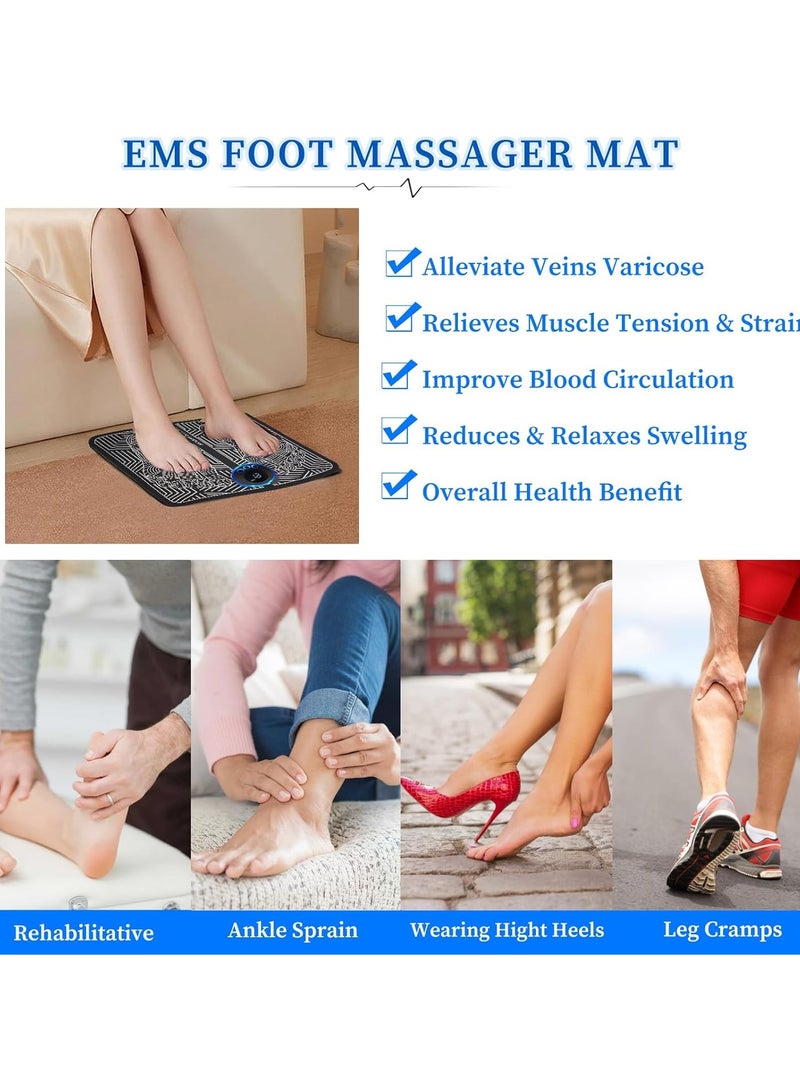 8 Modes EMS Foot Massager Electronic Feet Massager for Pain and Circulation,19 Intensities Relax Muscle Stimulatior Massage Mat for Feet Folding Portable,Best Present for Parents - Image 5