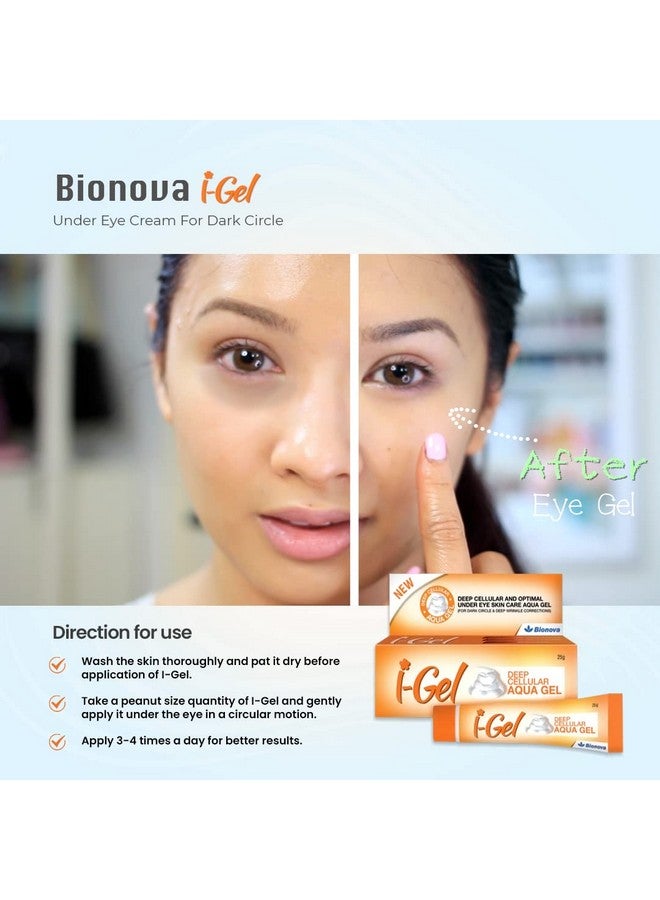 Bionova I Gel Unisex Under Eye Cream Deep Cellular And Optimal Under Eye Skin Care Aqua Gel With No Harmfull Chemicals For Removing Dark Circles Healthy Eyes Eye Bags 25 Gms - Image 2